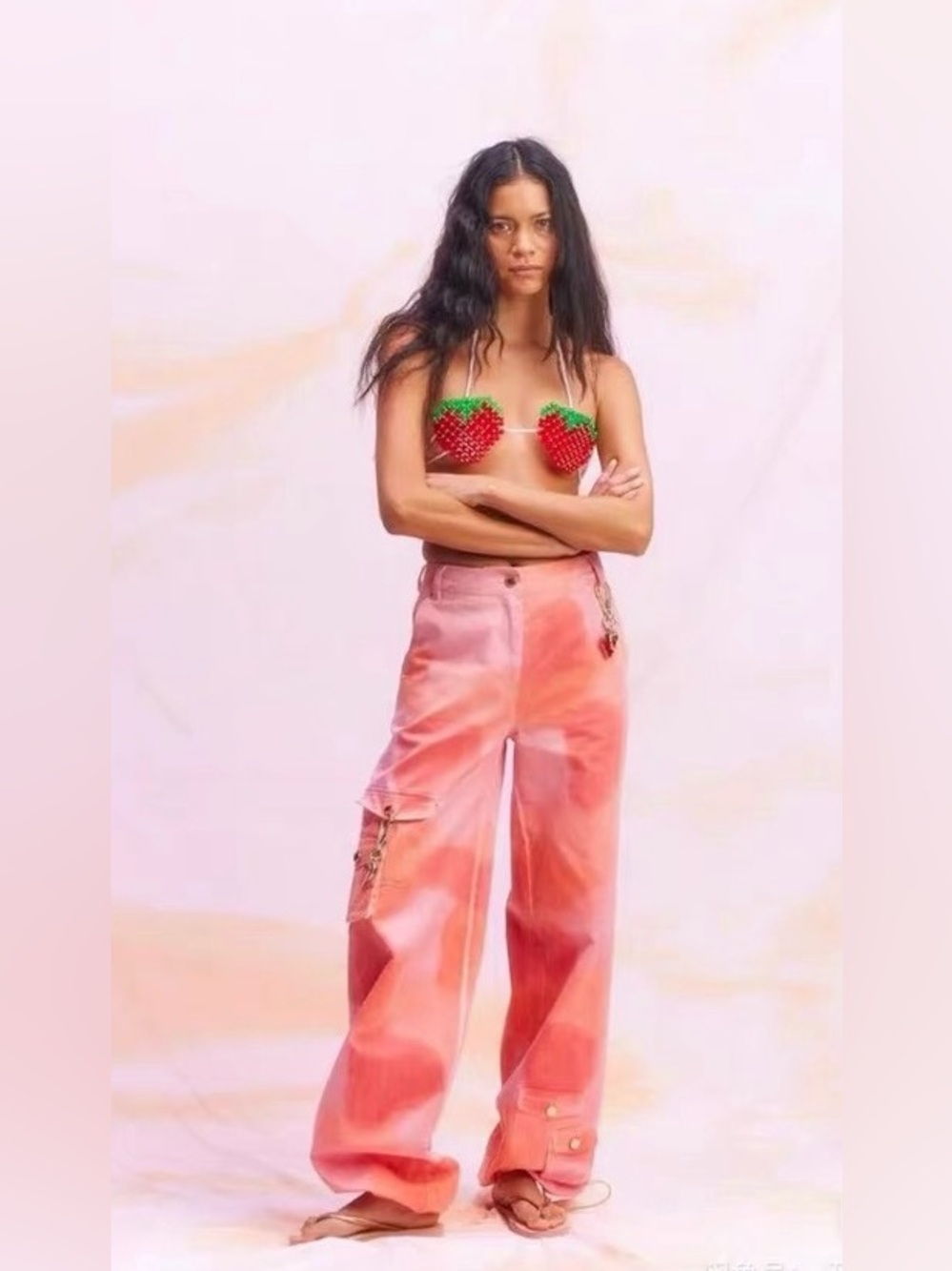 NWOT Helmstedt Beaded Strawberry Bra and Pants